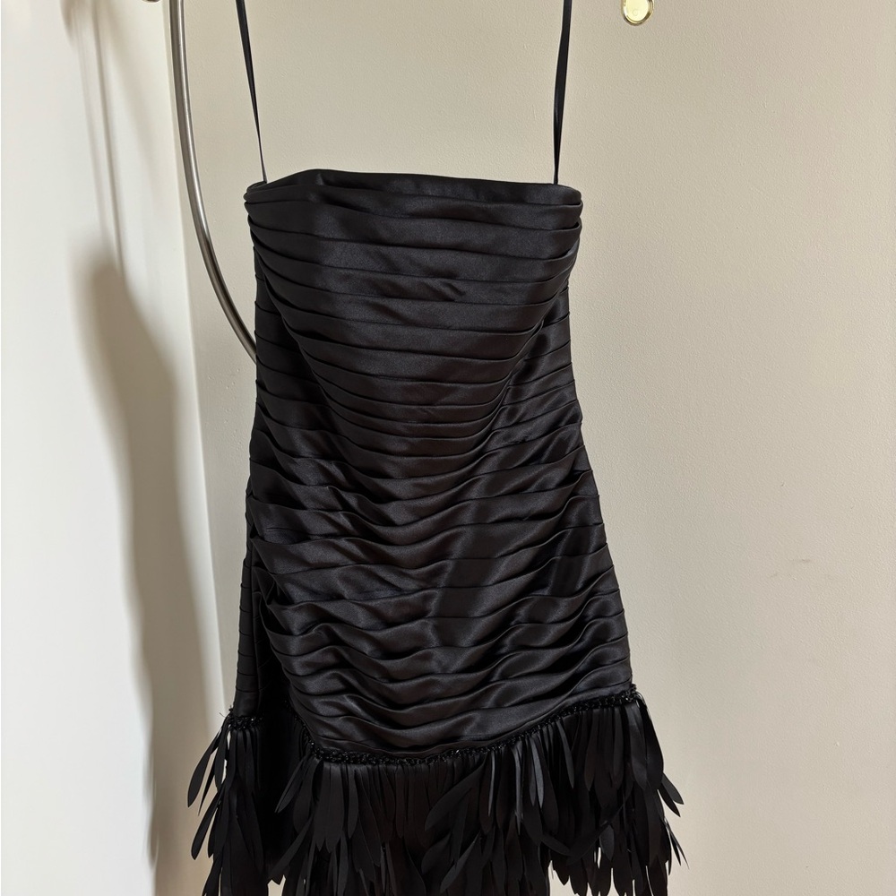 Strapless White House Black Market Black Ruched Dress - Picture 2 of 8